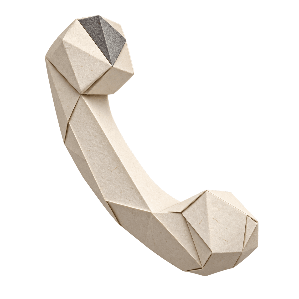 An ivory telephone receiver folded from paper