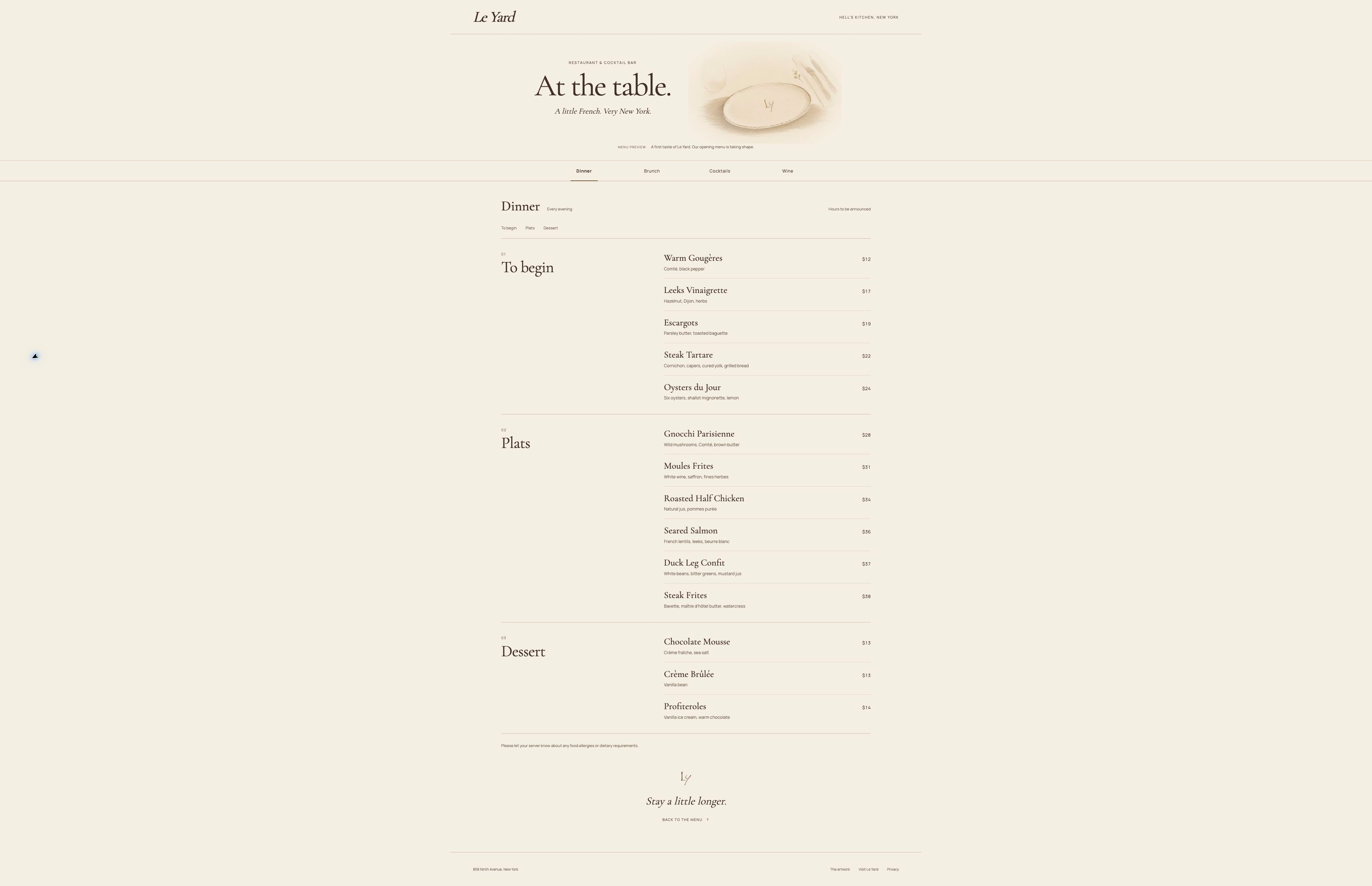 Public menu preview · September 2026
